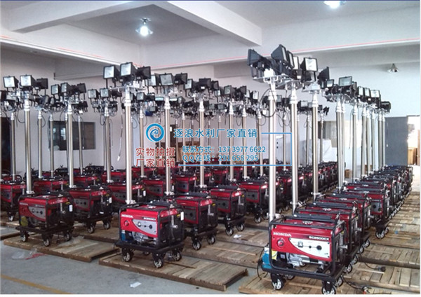 打樁機施夜間施工使用移動照明車完美配合作業